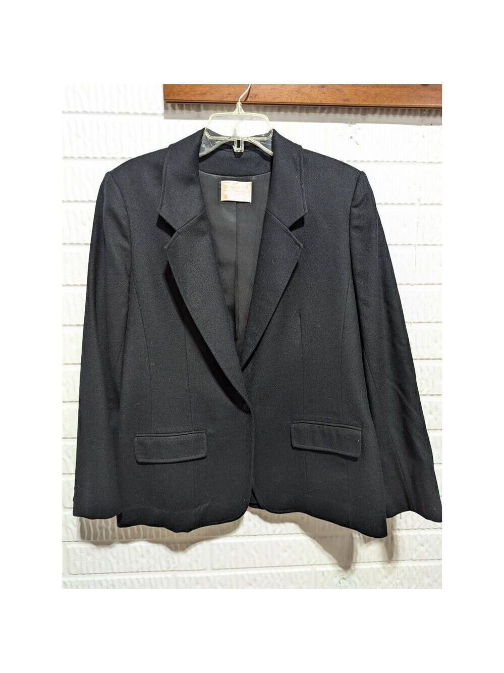 Pendleton Women's Black Solid Traditional Style Wool Fully Lined Blazer Size 14